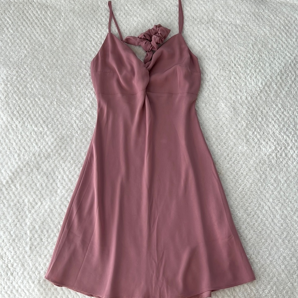 A&F Twist-Front Slip Mini Dress NWT (Dusty Pink)